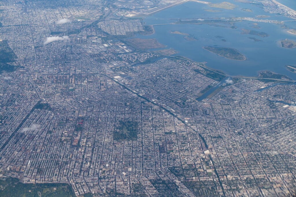An arial view of residential areas in Nassau New York